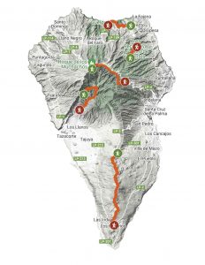 Mapa La Palma 5 rutas transfer gente con coche